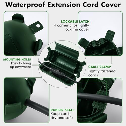 3 Pack Green Outdoor Extension Cord Cover IP44 Waterproof Box - Image 3