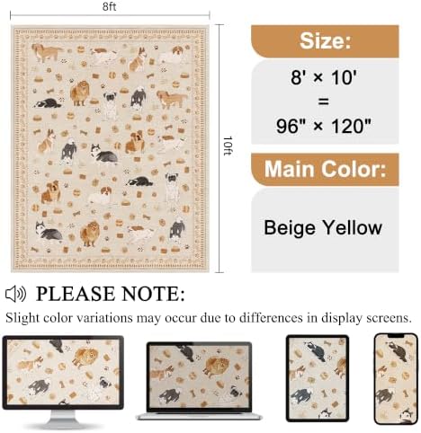 DUKINO 8x10 Area Rug, Washable Dog Rugs - Image 2