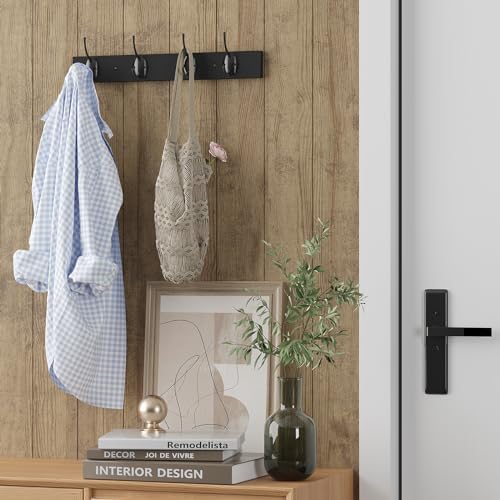 VERTORGAN 1 Pack Wall Mounted Wooden Hat Rack, 4 Hooks Entryway - Image 2