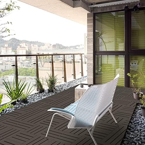 Goovilla Plastic Interlocking Deck Tiles, 36 Pack, Dark Coffee - Image 5