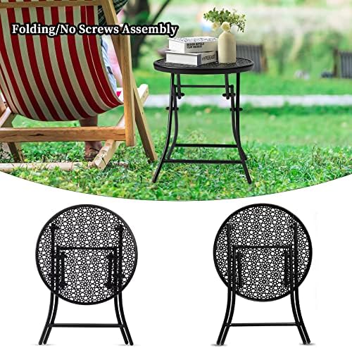 TeoKJ Folding Small Outdoor Side Table, No Assembly Metal Desk - Image 6