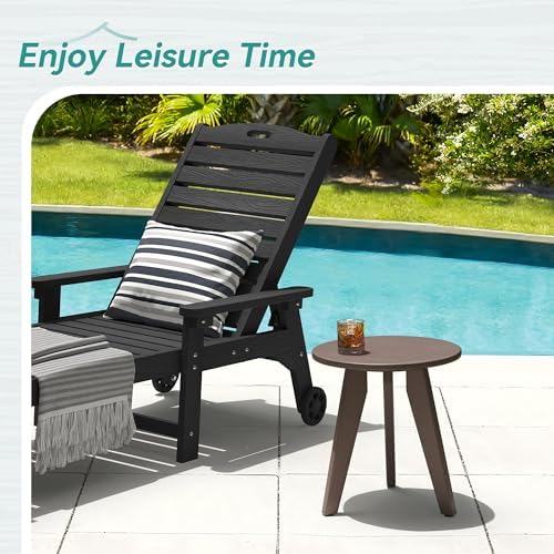 Outdoor Side Table, HDPS Outdoor Table, Small Round Side Table Weather-Resistant - Image 2