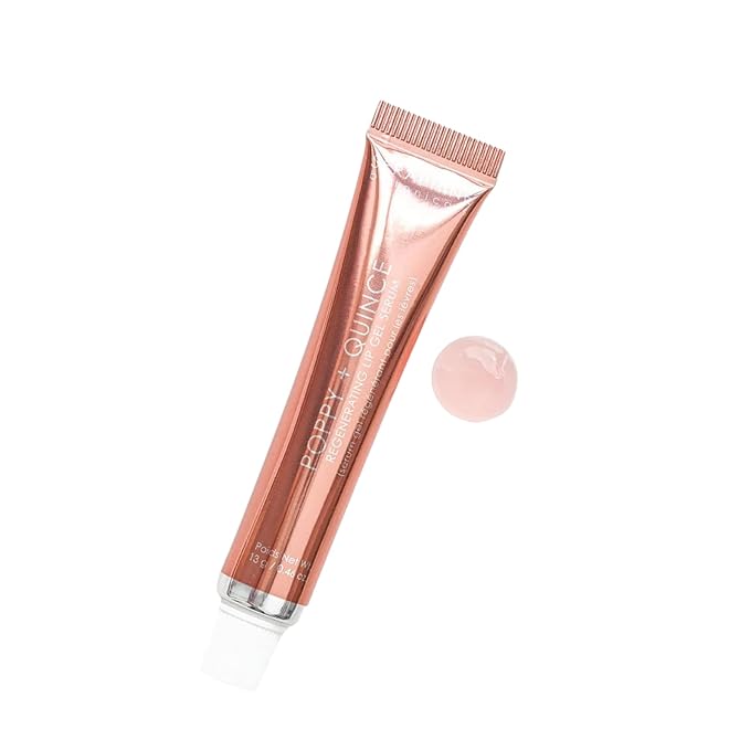 Seraphine Botanicals Poppy + Quince Regenerating Lip Gel Serum Repair Dry, Chapped Lips Instant Hydration Restorative Lip Mask, Repairs, Moisturizes, Plumps Lips Aloe Vera, Witch Hazel Extracts 13g