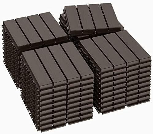 Goovilla Plastic Interlocking Deck Tiles, 36 Pack, Dark Coffee by Goovilla