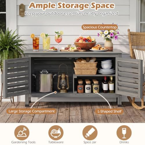 Tangkula Wood Outdoor Storage Cabinet - Image 4