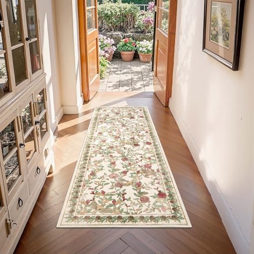 jinchan 2x5 Runner Rug Floral Vintage Washable Area Rug - Image 4
