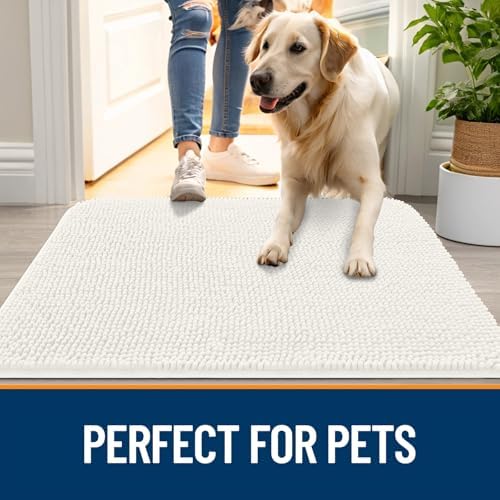 OLANLY Dog Door Mat for Muddy Paws 47x20, Super Absorbent Chenille Mud Mat - Image 6