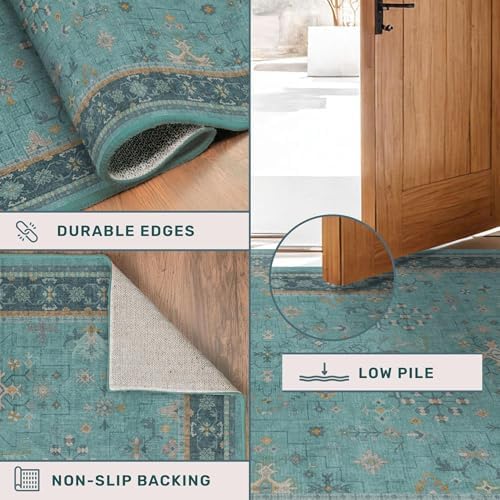 Boho 2x8 Non Slip Kitchen Runner Rugs -Machine Washable Non Skid Vintage Carpet - Image 5