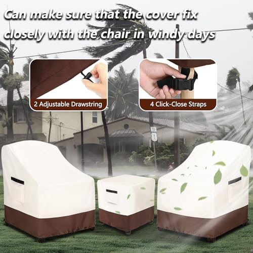 Patio Furniture Covers for 3 Piece Outdoor Bistro Sets, 100% Waterproof Outdoor - Image 6
