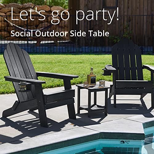 LUE BONA Outdoor Side Table, 2-Tier HDPS Small Patio Table - Image 5