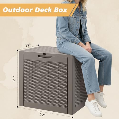 Fancyango 32 Gallon Waterproof Deck Box, Resin Outdoor Storage Box - Image 2