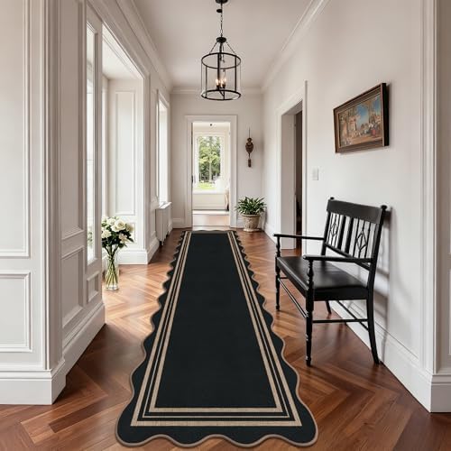 Scalloped Easy Jute Kitchen Runner Rug, 2.6x10 Non Slip Entryway Runner - Image 7