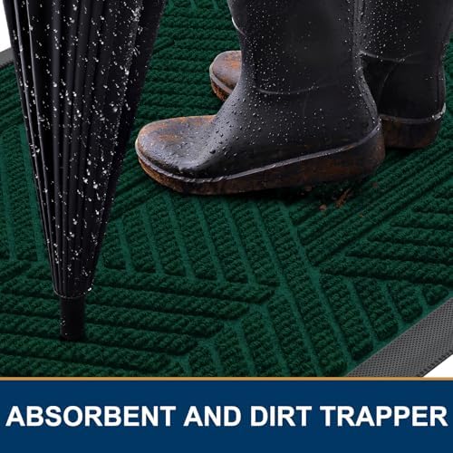 Smiry Front Door Mat Outside Entrance, Low Profile Rubber Doormat - Image 3