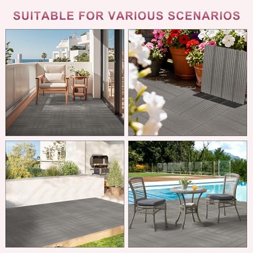 Plastic Interlocking Deck Tiles 12 Pack, 12in Waterproof Patio Flooring - Image 7