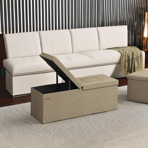 SONGMICS 43.3 Inches Storage Ottoman, Foldable Bench - Image 6