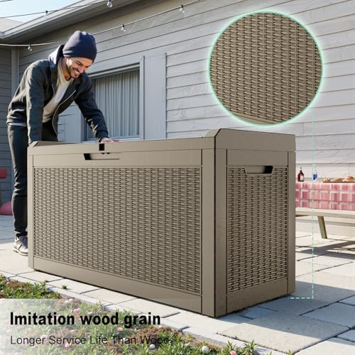 PatioZen 60 Gallon Resin Deck Box, Lockable Outdoor Storage Box - Image 3