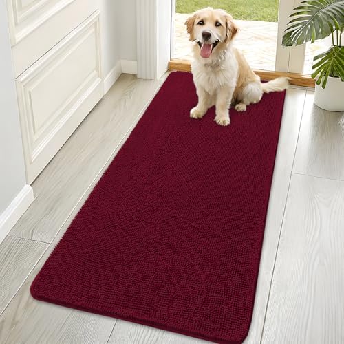 OLANLY Dog Door Mat for Muddy Paws 70x35, Super Absorbent Chenille Mud Mat by OLANLY