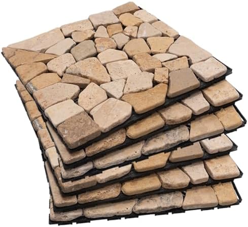 DIY Stone Tile Deck Tile, Durable Patio Garden Interlocking Decking12 6PCS by Unknown