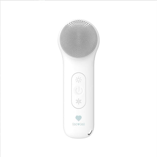 Electric Silicone Face Scrubber - 2-in-1 Facial Rotating Vibrating Exfoliating Brush - Waterproof & Portable, Rechargeable, for Cleaning, Exfoliation, Massage, Suitable for Men & Women (White)