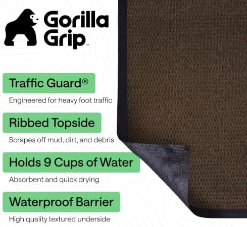 GORILLA GRIP Traffic Guard Indoor Outdoor Heavy Duty Door Mat, 60x36 Brown - Image 2