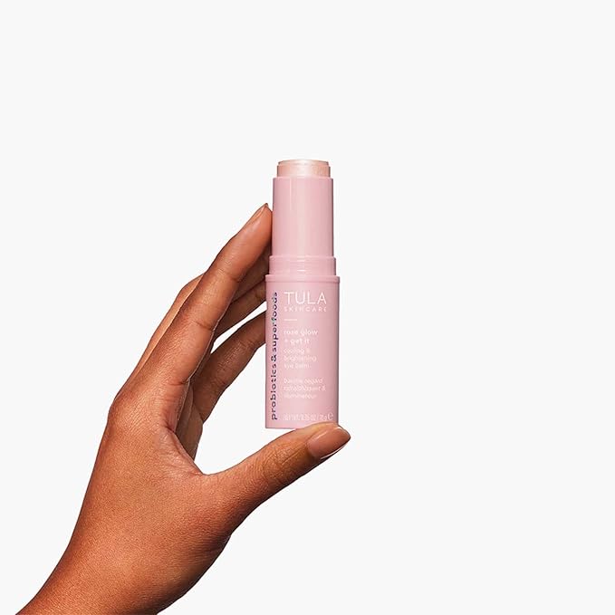 TULA Skin Care Eye Balm Rose Glow - Dark Circle Treatment, Instantly Hydrate and Brighten Undereye Area, Portable and Perfect to Use On-the-go, 0.35 oz.
