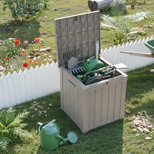 PatioZen 50 Gallon Resin Deck Box, Lockable Outdoor Storage Box - Image 4
