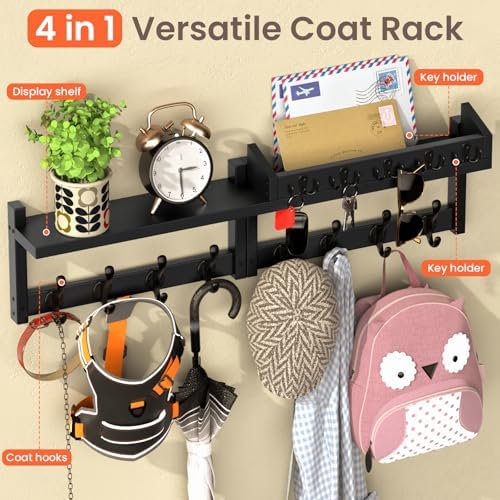 35'' Long Black Coat Rack Wall Mount - Image 5