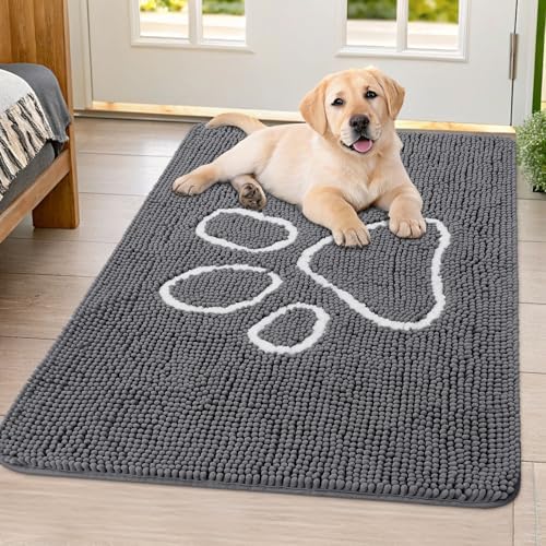 Smiry Dog Door Mat for Muddy Paws, Absorbent Non Slip Dirt Trapper by Smiry