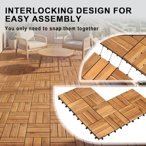 Goplus 54-Pack Acacia Wood Interlocking Deck Tiles - Image 4