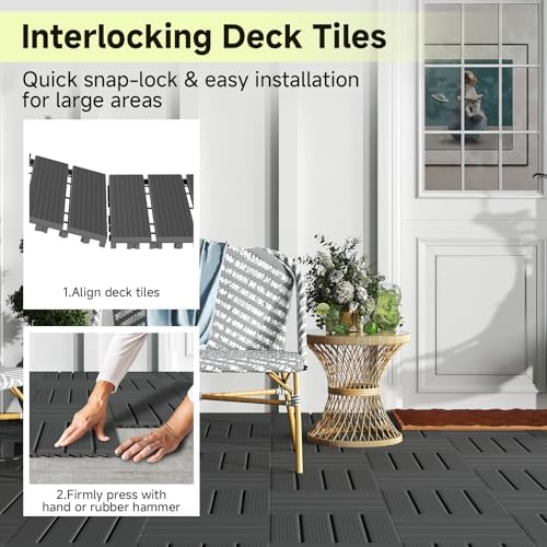 Rovibek 44 PCS Interlocking Deck Tiles, All Weather Patio Tiles - Image 3
