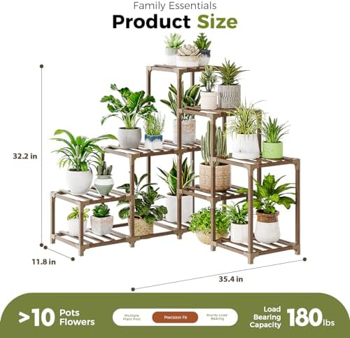 Bamworld Plant Stand Indoor Corner Plant Shelf Outdoor - Image 5