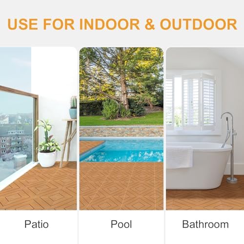 27 PCS Interlocking Deck Tiles, 12x12 PE Plastic Patio Flooring, Outdoor & - Image 7
