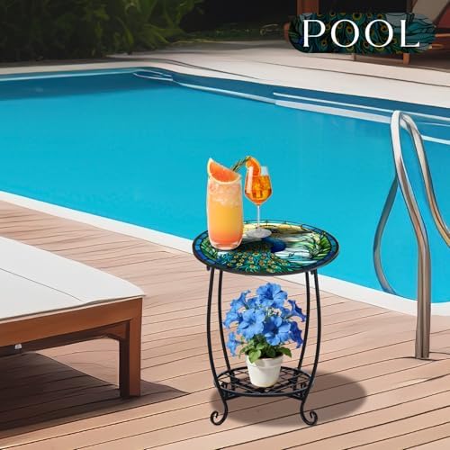 Cinnvoice Outdoor Side Table Small End Patio Porch Table - Image 6