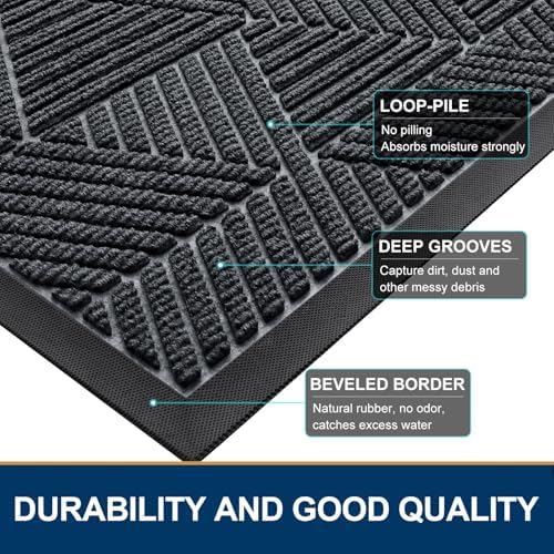 Smiry Half Circle Front Door Mat Outside Entrance, Rubber Doormat - Image 4