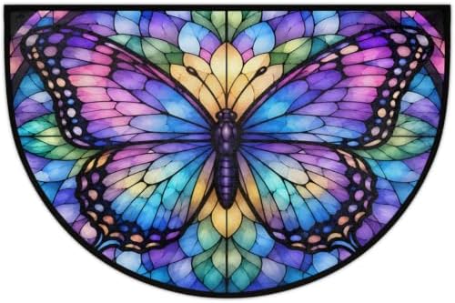 Butterfly Half Round Door Mat Outdoor Doormat Bedroom Entrance Rug A22 by cfpolar