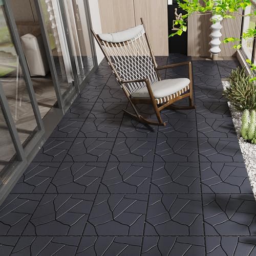 Stone Style 12" Patio Deck Tiles, DIY Module Interlocking Decking Tiles Floor - Image 7