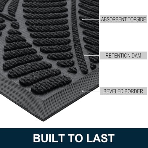 Colorxy Waterproof Front Doormat, Sturdy Natural Rubber Door Mat - Image 3