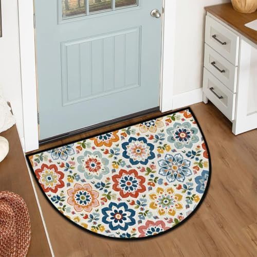 Bohemian Half Round Door Mat Outdoor Doormat Bedroom Entrance Rug A2 - Image 2