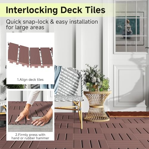 Rovibek 44 PCS Interlocking Deck Tiles, All Weather Patio Tiles - Image 3