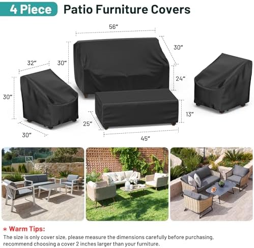 Mrrihand Patio Furniture Covers, 4 Piece Outdoor Furniture Cover Waterproof - Image 2