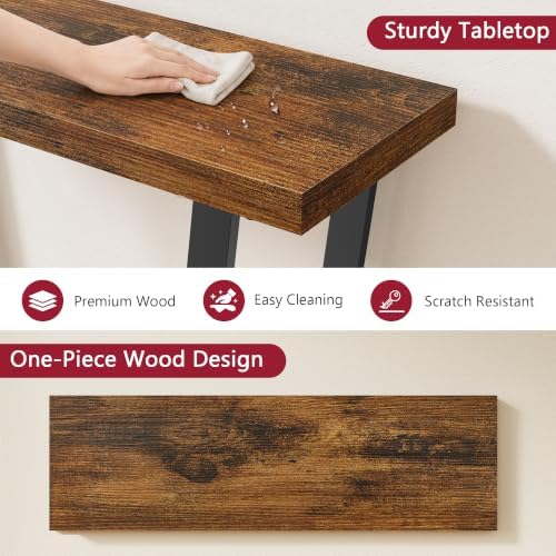 Tajsoon 2 Tier Narrow Console Table, 31.5'' Entryway Table, Rustic Brown - Image 4