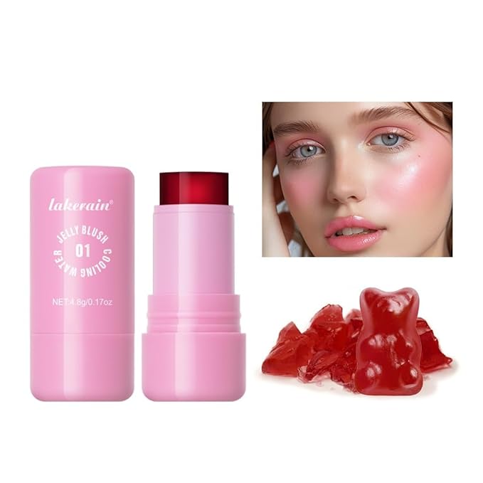 Milk Jelly Blush - Milk Blush - Sheer Cheek & Lip Stain，Long Lasting Milk Jelly Tint Have Transparent & Bright Colors (#1 poppy pink)