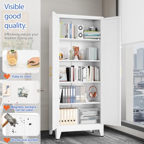 GAIOUS 71" Tall Kitchen Pantry Cabinet, Metal Storage Cabinet White Cupboard - Image 3