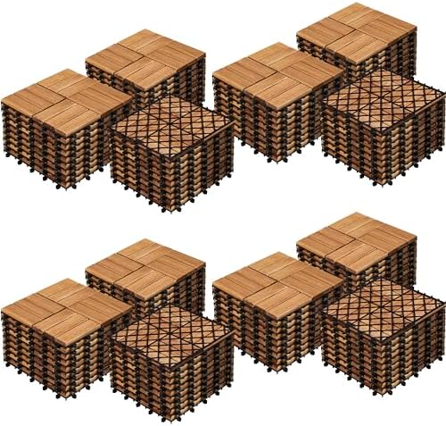 Yaheetech 108PCS Acacia Wood Deck Tiles Interlocking Patio Flooring by Yaheetech