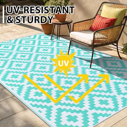 Smiry Outdoor Rug 9x18 ft Waterproof Reversible Boho Mat - Image 4