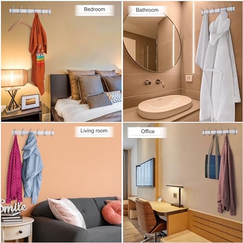 White Coat Rack Wall Mount – 17 Inch Stainless Steel Hook Rail - Image 6
