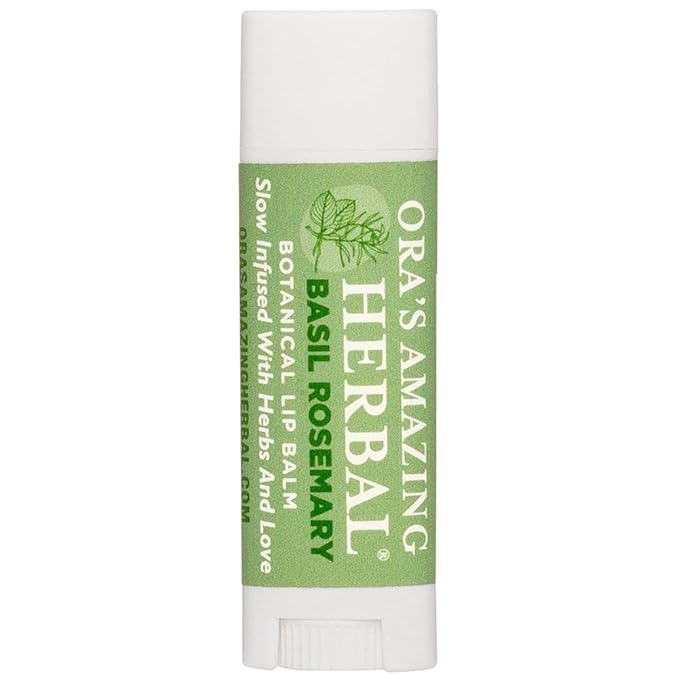 Natural Lip Balm, Perioral Dermatitis Treatment, Calendula Lip Balm, Healing Lip Balm with Immune Supportive Basil & Rosemary Essential Oil, Organic Coconut Oil, 2 Pak, Ora's Amazing Herbal