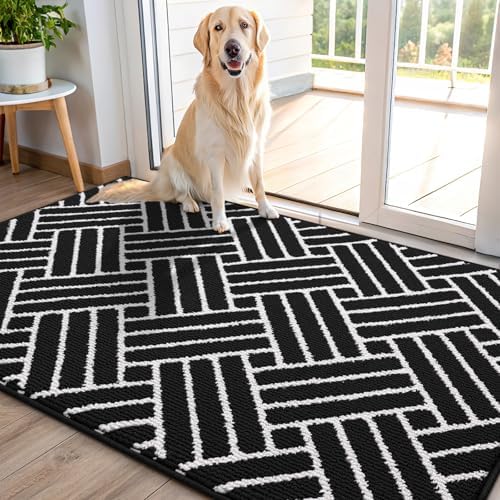 OLANLY Indoor Door Mat 48x32, Low-Profile Doormat, Deep Black by OLANLY