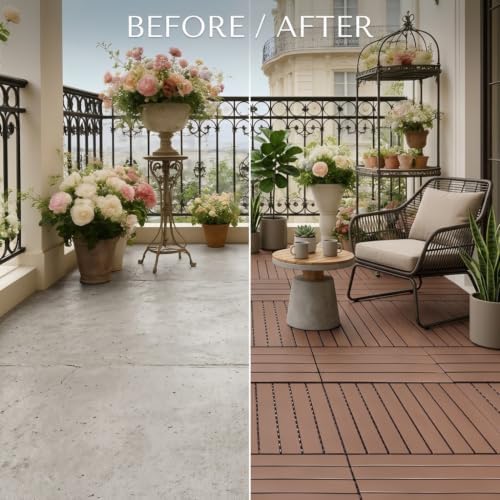 Interlocking Deck Tiles, Plastic Patio Flooring, 22 Pack, All-Weather Plastic - Image 5