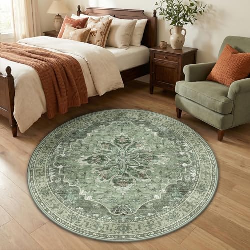 RELEANY Washable Area Rug, Round 4ft by RELEANY